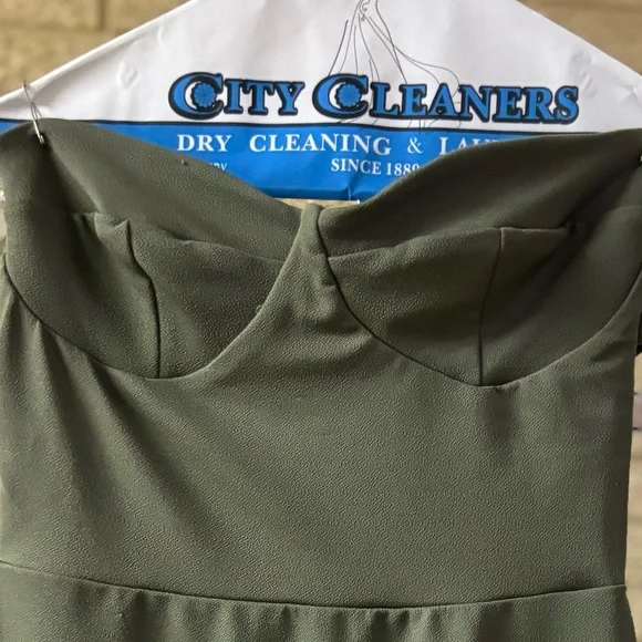 Boohoo night Rira strappy top detail olive green hot hot dress #A - Picture 7 of 10